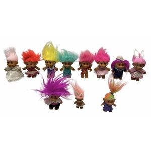 Vintage Troll Dolls Lot of 11 Mixed Sizes Russ Dam Trolls Easter Wedding Used